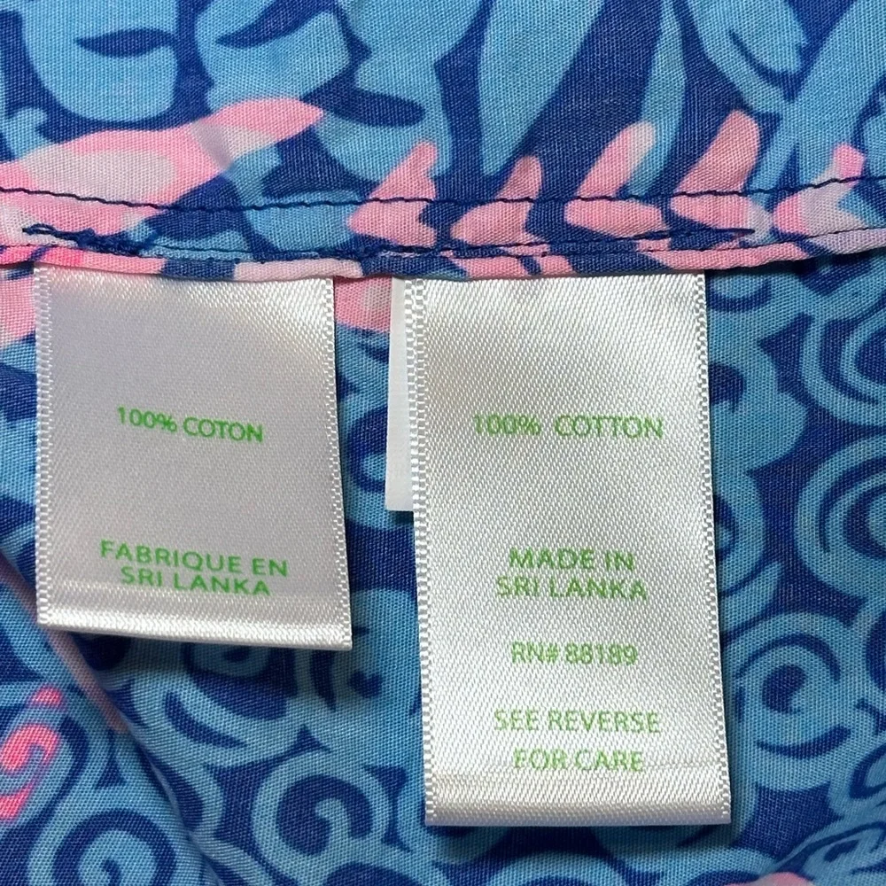 Lilly Pulitzer Sherida Top Borealis Blue Tropic Down Low Size XL - Picture 5 of 9